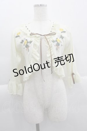 画像: axes femme / たんぽぽ刺繍ニットボレロ  イエロー I-25-04-04-031-AX-TO-HD-ZI