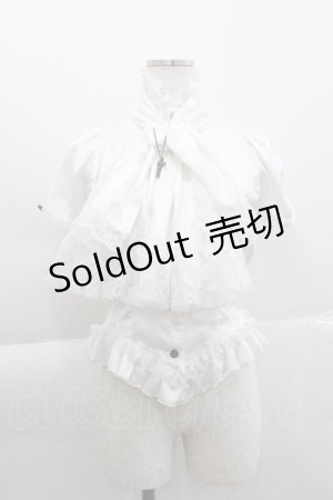 画像: MARBLE / フリルジャボ半袖ブラウス  白 I-25-04-04-033-GO-BL-HD-ZI