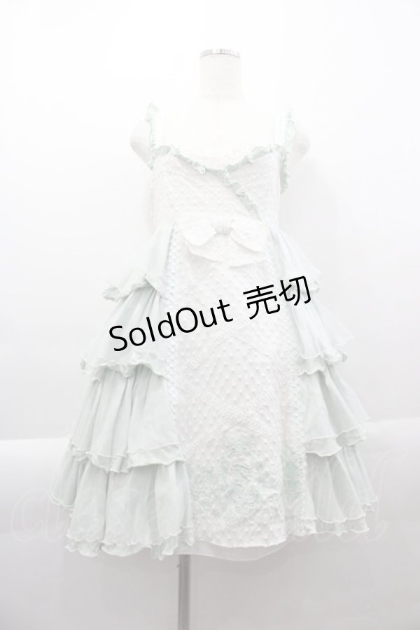 画像1: FRILL / ドット&カメオ刺繍ジャンパースカート  ミントＸアイボリー I-25-04-07-081-HN-OP-HD-ZI (1)