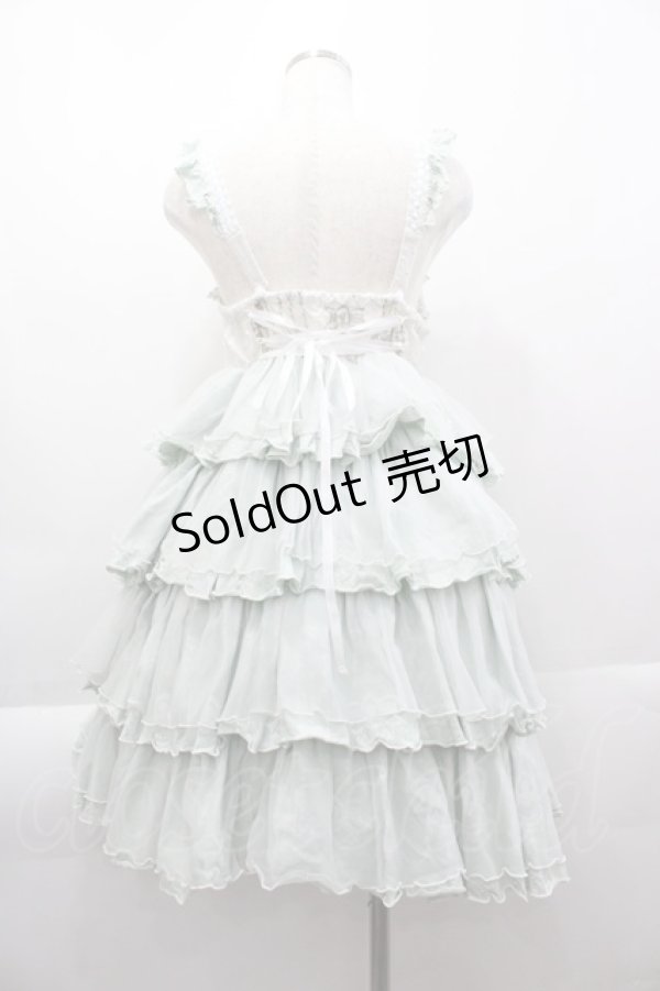 画像2: FRILL / ドット&カメオ刺繍ジャンパースカート  ミントＸアイボリー I-25-04-07-081-HN-OP-HD-ZI (2)