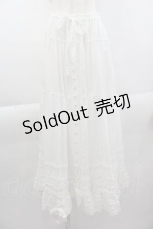 画像: PINK HOUSE / リボンいっぱいフリルスカート  白 I-25-04-07-095-LO-SK-HD-ZI