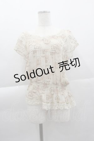 画像: Cherir la femme / ねこ柄シルクトップス M ベージュ I-25-04-07-018-LO-TO-HD-ZI