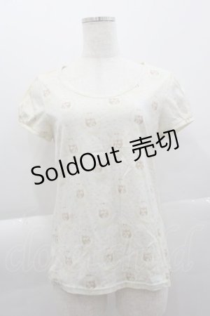 画像: Cherir la femme / ねこ柄半袖Tシャツ M アイボリー I-25-04-07-020-LO-TS-HD-ZI