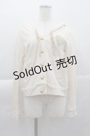 画像: MILK / M刺繍ハートワッペンフードカーディガン  アイボリー I-25-04-07-024-ML-TO-HD-ZI