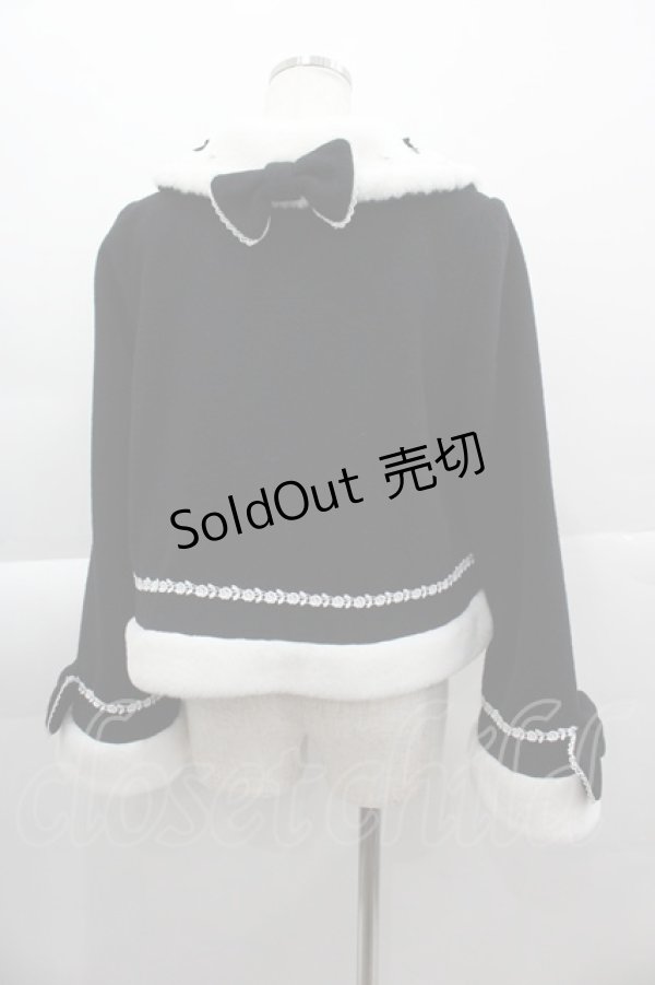 画像2: BABY,THE STARS SHINE BRIGHT / 【受注生産】ハートリボンショートコート  黒Ｘ白 I-25-04-07-027-BA-CO-HD-ZI (2)