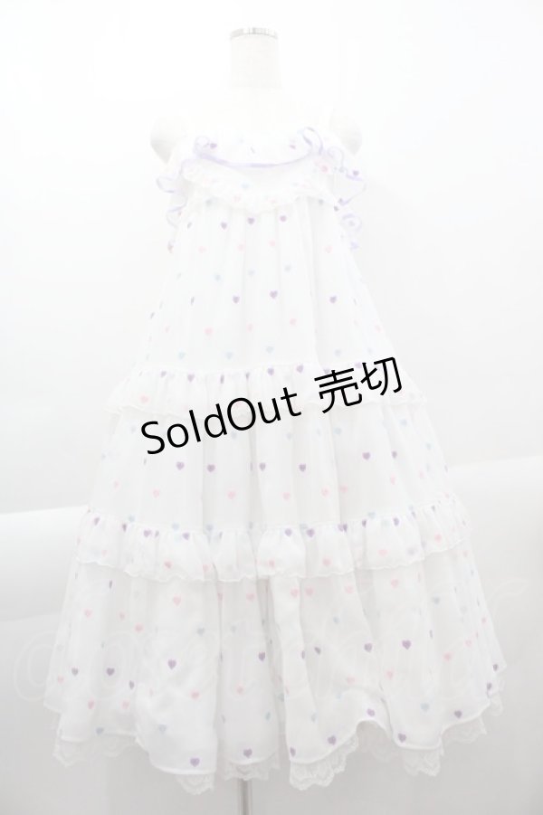 画像1: Angelic Pretty / Candy Petit Heartジャンパースカート  白 I-25-04-07-049-AP-OP-HD-ZI (1)