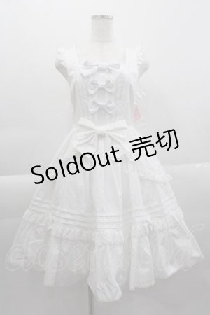 画像: metamorphose / はしごレースピンタックリボンジャンパースカート 1 白　 I-25-04-10-048-ME-OP-HD-ZI