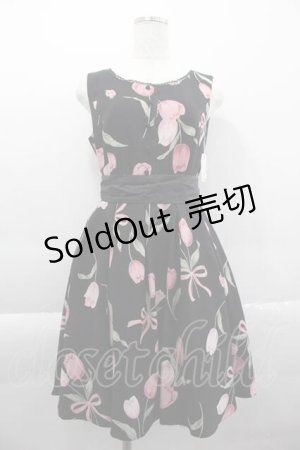 画像: mille fille closet by LODISPOTTO / ビッグチューリップワンピース  黒 I-25-04-10-058-LO-OP-HD-ZI