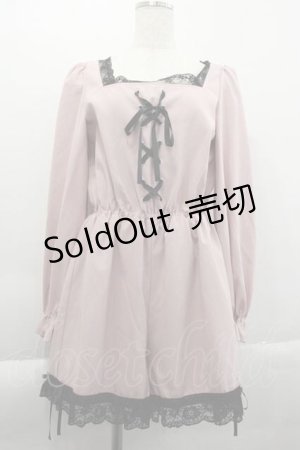 画像: Ank Rouge / フロント編み上げ長袖ワンピース  ピンクＸ黒 I-25-04-10-065-CA-OP-HD-ZI