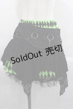 画像: ALGONQUINS / フラップ付きダイヤ柄ミニスカート  グリーン I-25-04-10-084-AL-SK-HD-ZI