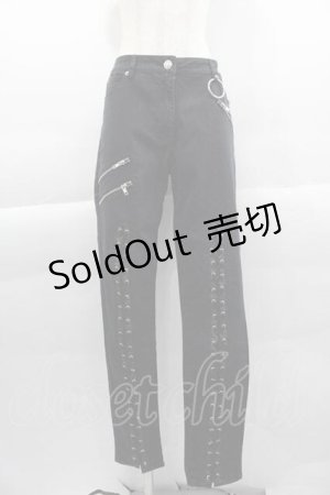 画像: KILLSTAR / レースアップ&ZIPパンツ L ブラック I-25-04-10-089-PU-PA-HD-ZI