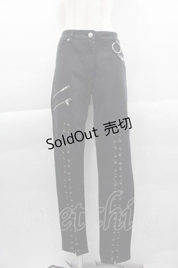 画像1: KILLSTAR / レースアップ&ZIPパンツ L ブラック I-25-04-10-089-PU-PA-HD-ZI (1)