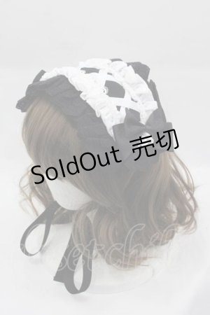 画像: ATELIER PIERROT / レースアップフリルヘッドドレス  黒Ｘ白 I-25-04-10-102-EL-AC-HD-ZI