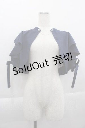 画像: axes femme POETIQUE / フリル半袖ショートボレロ M 紺 I-25-04-10-011-AX-TO-HD-ZI