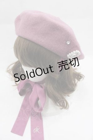 画像: Swankiss / SX ribbon bijou beret  ピンク I-25-04-10-116-CA-AC-HD-ZI