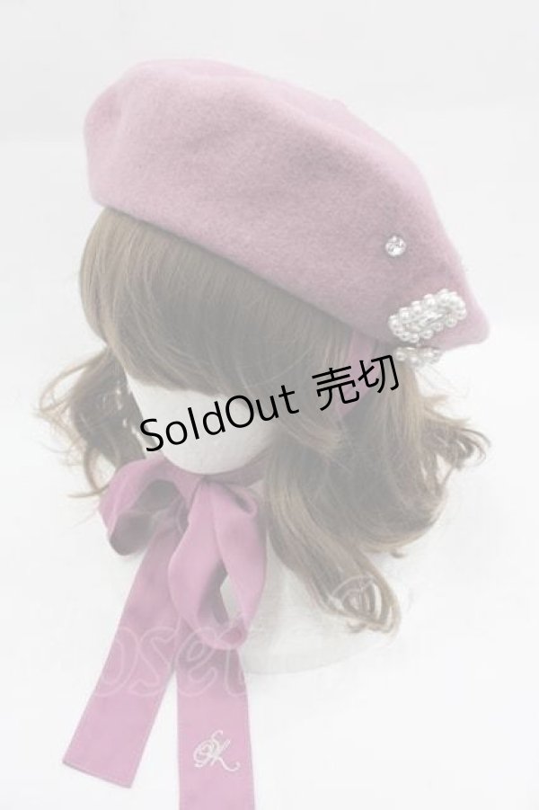 画像1: Swankiss / SX ribbon bijou beret  ピンク I-25-04-10-116-CA-AC-HD-ZI (1)