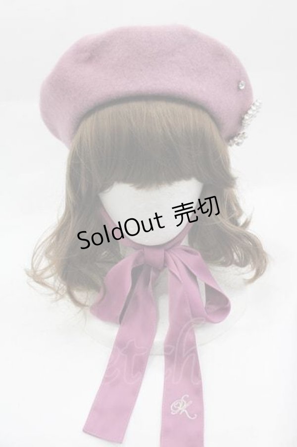 画像2: Swankiss / SX ribbon bijou beret  ピンク I-25-04-10-116-CA-AC-HD-ZI (2)