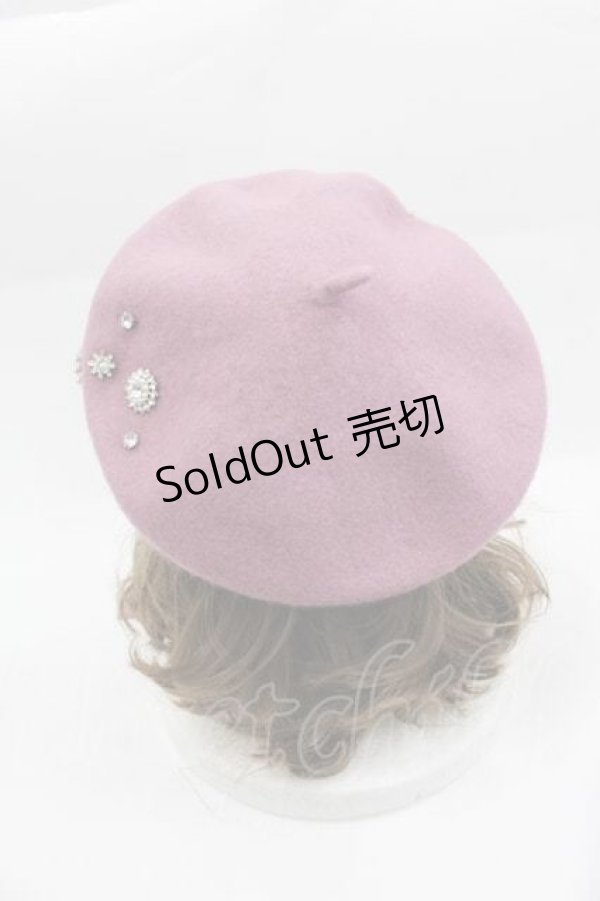 画像3: Swankiss / SX ribbon bijou beret  ピンク I-25-04-10-116-CA-AC-HD-ZI (3)