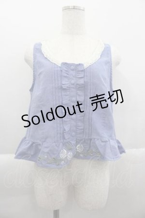 画像: axes femme / 薔薇刺繍ダンガリーベスト  ブルー I-25-04-10-015-AX-TO-HD-ZI