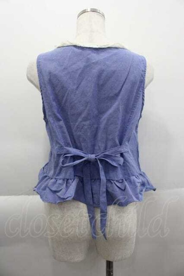 画像2: axes femme / 薔薇刺繍ダンガリーベスト  ブルー I-25-04-10-015-AX-TO-HD-ZI (2)