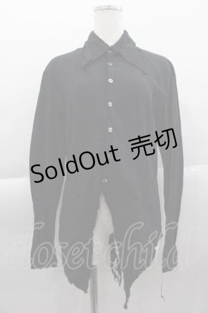 画像: BPN FOR MEN / 切りっぱなし裾アシメシャツ M ブラック I-25-04-10-024-GO-BL-HD-ZI