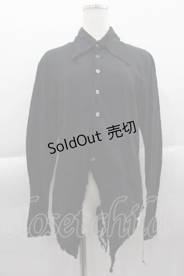 画像1: BPN FOR MEN / 切りっぱなし裾アシメシャツ M ブラック I-25-04-10-024-GO-BL-HD-ZI (1)
