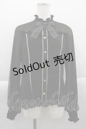 画像: metamorphose / スタンドカラーチュールスリーブブラウス 1 黒Ｘゴールド I-25-04-10-003-ME-BL-HD-ZI
