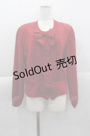 画像: INGEBORG / 2つリボン長袖ブラウス  レッド I-25-04-10-031-LO-BL-HD-ZI