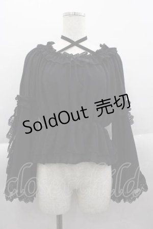 画像: lolitimes（海外ロリータブランド） / シフォンレースブラウス  黒 I-25-04-10-004-LO-BL-HD-ZI