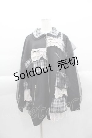 画像: Jamieエーエヌケー / リボンパッチワークパーカー  黒Ｘ白Ｘピンク I-25-04-10-041-LO-JA-HD-ZI