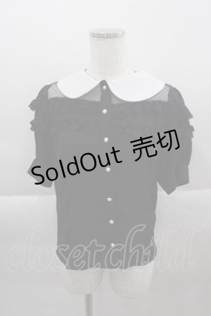 画像: Jamieエーエヌケー / シフォン半袖ブラウス  黒Ｘ白 I-25-04-12-051-LO-BL-HD-ZI