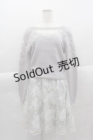 画像: LIZ LISA / お花チュールニットトップス&フラワーチュールキャミワンピースセット  グレーＸ白 I-25-04-12-057-LO-OP-HD-ZI