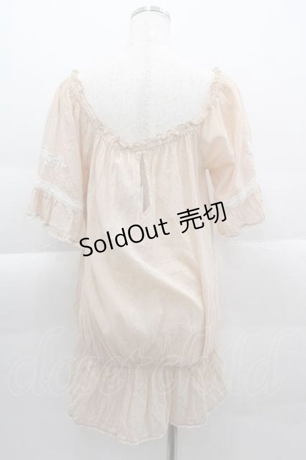 画像2: LIZ LISA / フラワーレース刺繍半袖トップス  ピンクＸ白 I-25-04-12-060-LO-TO-HD-ZI (2)