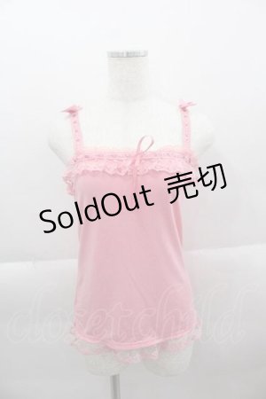 画像: LIZ LISA / はしごレースリボンキャミトップス  濃ピンク I-25-04-12-070-LO-TO-HD-ZI