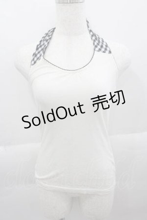 画像: BABY,THE STARS SHINE BRIGHT / ギンガムチェックリボンノースリーブトップス  アイボリーＸ黒チェック I-25-04-12-073-BA-TO-HD-ZI