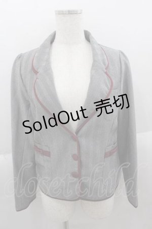 画像: Blue rouge / リボンポケットジャケット  グレーＸボルドー I-25-04-12-076-CA-JA-HD-ZI