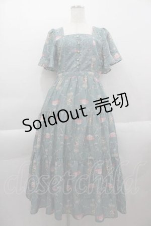 画像: axes femme / レーヌローズ柄ワンピース  グリーン I-25-04-12-101-AX-OP-HD-ZI