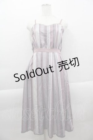 画像: axes femme POETIQUE / モチーフストライプ柄ワンピース  ピンク I-25-04-12-102-AX-OP-HD-ZI