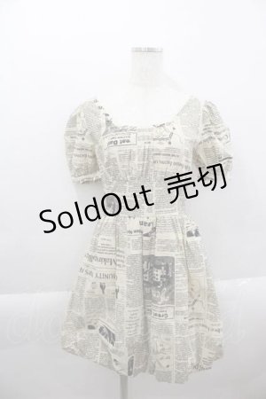 画像: pays des fees  //新聞紙バルーンワンピース  アイボリー I-25-04-12-115-PU-OP-HD-ZI
