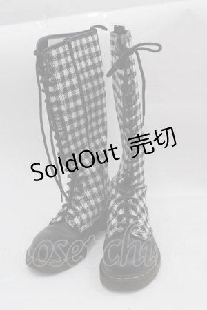 画像: Dr.Martens （Getta Grip） / ギンガムチェック20ホールZIPブーツ UK4 黒Ｘ白チェック I-25-04-12-003-PU-SH-HD-ZI