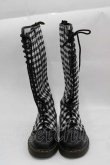 画像2: Dr.Martens （Getta Grip） / ギンガムチェック20ホールZIPブーツ UK4 黒Ｘ白チェック I-25-04-12-003-PU-SH-HD-ZI (2)