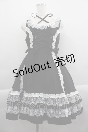 画像: DearMyLoveEmily / ミルフィーユフリルジャンパースカート  黒Ｘ白 I-25-04-16-065-LO-OP-HD-ZI