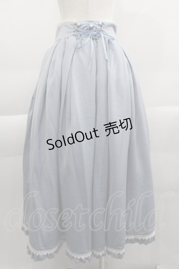 画像2: 頌歌女神 / フロント刺繍ロングスカート L サックス I-25-04-16-086-LO-SK-HD-ZI (2)