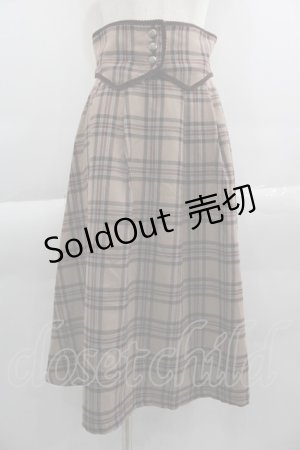 画像: Maison de FLEUR Petite Robe canone / コルセットベルトデザインチェックスカート  ブラウンチェック I-25-04-16-090-EL-SK-HD-ZI