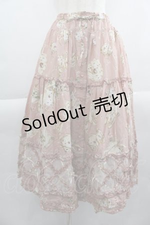 画像: PINK HOUSE / ティーカッププリントパッチワークスカート  ピンク I-25-04-16-099-LO-SK-HD-ZI