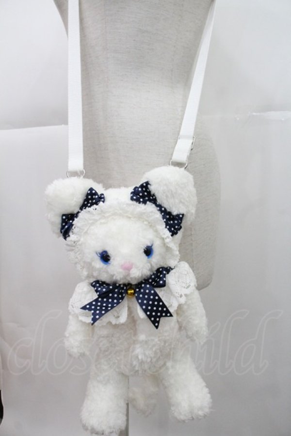 画像1: BABY,THE STARS SHINE BRIGHT / ねこくみゃポシェット  白Ｘ紺 I-25-04-16-106-BA-BG-HD-ZT170 (1)