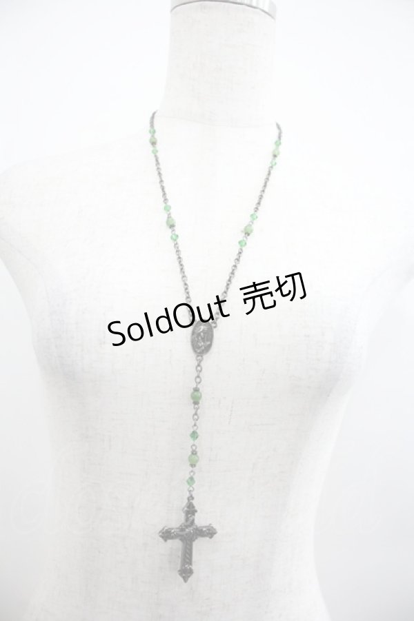画像1: Moi-meme-Moitie / ローズ十字架ロザリオネックレス  グリーン I-25-04-16-109-MO-AC-HD-ZI (1)