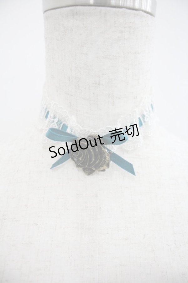 画像1: Moi-meme-Moitie / ローズリボンチョーカー  グリーン I-25-04-16-110-MO-AC-HD-ZI (1)