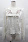 画像1: axes femme / バラ刺繍ブロッキングニット  白 I-25-04-16-015-AX-TO-HD-ZI (1)