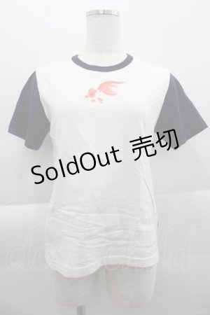 画像: Powder / 金魚プリントTシャツ S 白Ｘ紺 I-25-04-16-028-LO-TO-HD-ZI